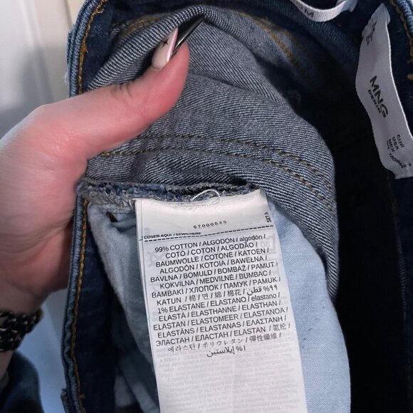 Mango MNG Denim Womens Blue Dark Wash High Rise Ankle Mom Jeans Size 4 - Picture 5 of 8